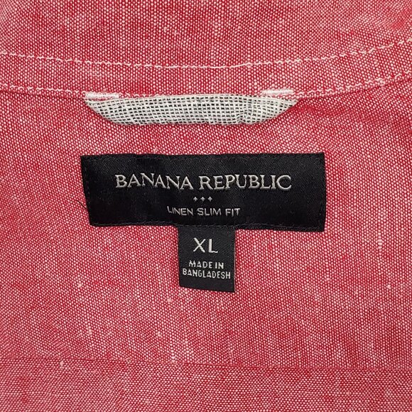 Banana Republic Mens XL Shirt Linen Slim Fit Button Up Lightweight Casual Wear - Picture 4 of 9